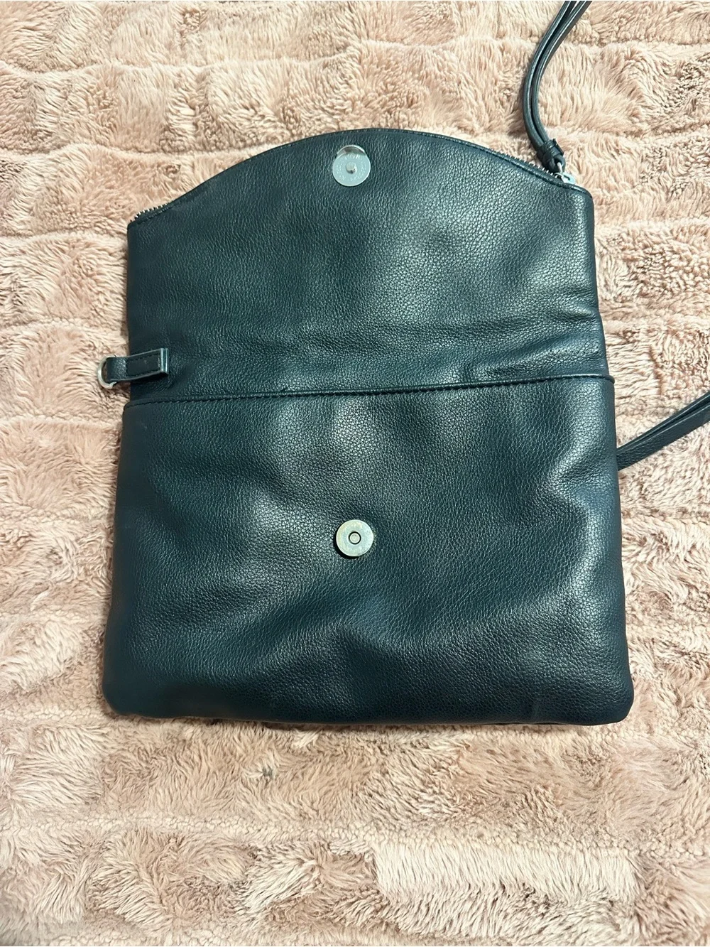Enzo Angiolini Black Faux Leather Studded Fold-Over Clutch